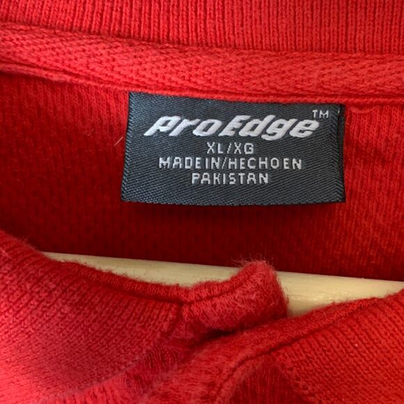 Wisconsin Badgers ProEdge Red With Black Details Short Sleeve Polo Shirt Size XL - Picture 7 of 14